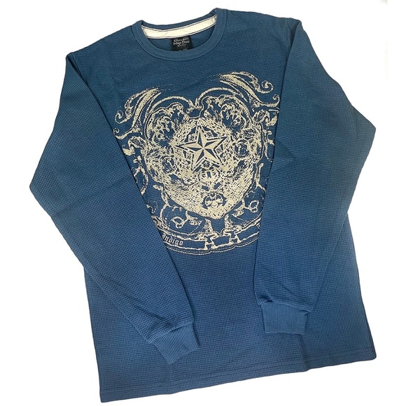 Indigo 30 Studded Star Blue Thermal T-Shirt - Picture 2 of 6